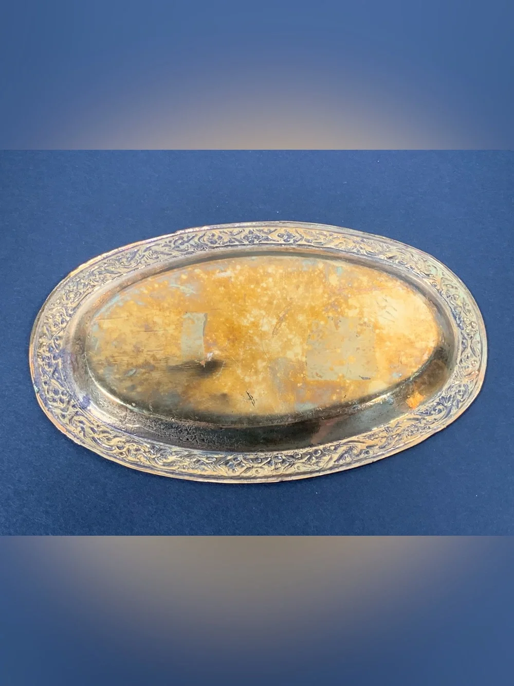 Vintage Enameled Brass Salt and Pepper Set Tray India